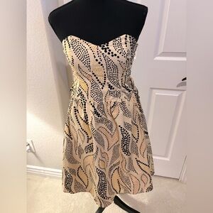 Anthropology Anna Sui Strippled Deciduous Corset Cotton Strapless Dress Size 2